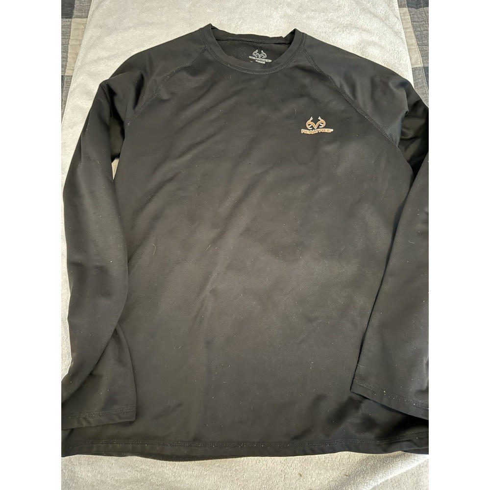 Realtree Pullover Crewneck Sweater Black Small Logo‎ Men's Size Medium Polyester